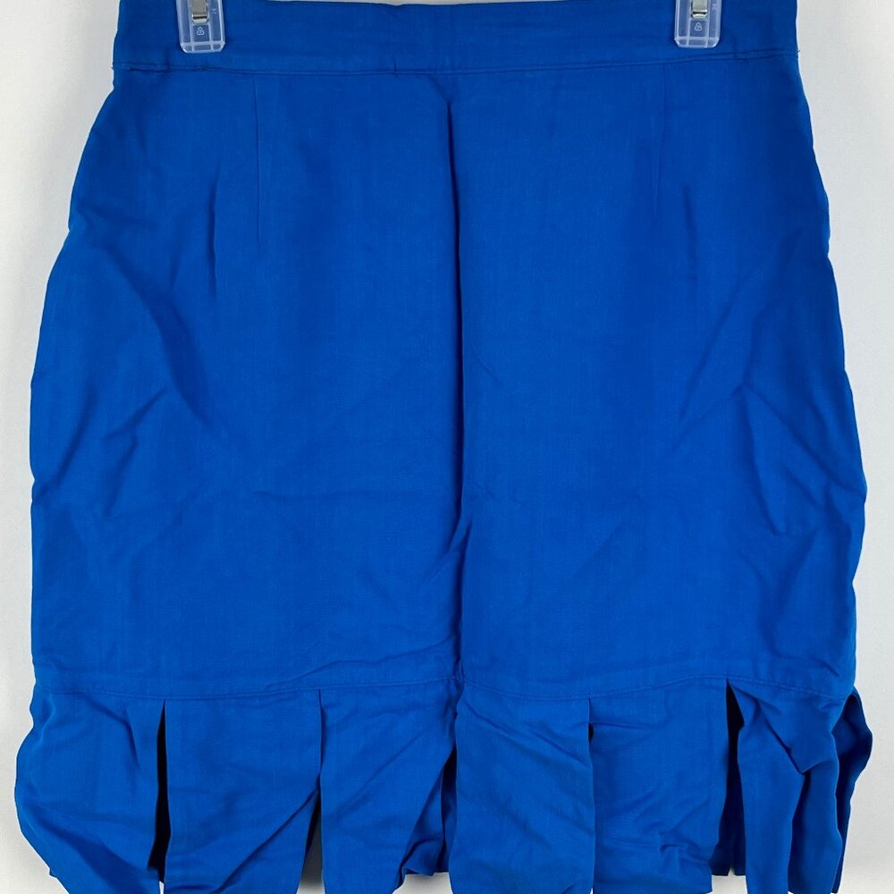 Jean Paul Bodycon Skirt Size 14 Blue Waist 30in Zip Button Closure Lined Viscose